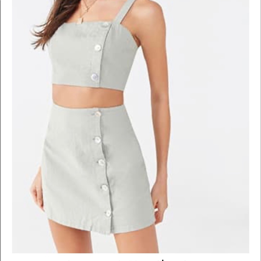 Sage crop top and skirt set